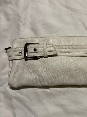 Vintage Express Genuine Leather Chunky Buckle Bag Cream White Y2K
